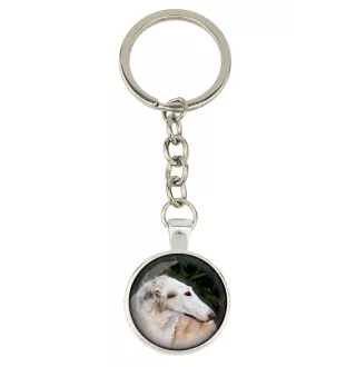 Borzoi, Russian Hunting Sighthound, Russian Wolfhound - keychain in a box, own photo, keychain pendant from Art-Dog brand