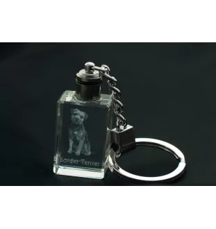 Border Terrier - Crystal key ring with dog photo, illuminated key ring, unique gift by Art-Dog brand