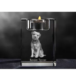 Border Terrier świecznik kryształowy z psem Art-Dog