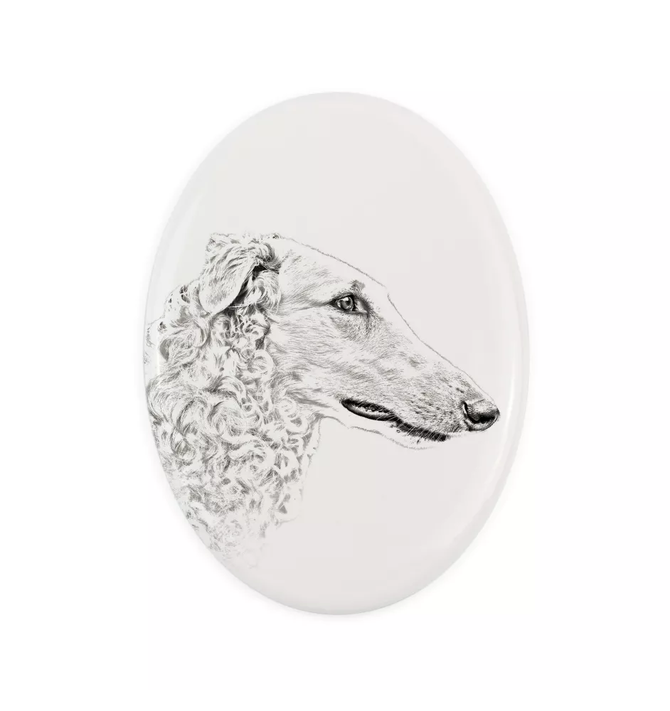 Borzoi, Russian Hunting Sighthound, Russian Wolfhound - commemorative plaque with a photo of a dog, tombstone with a print, personalized oval plaque from the Art-Dog brand
