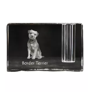 Border Terrier - Stifthalter, Kristallorganizer mit Hundefoto, einzigartige Schreibtischdekoration der Marke Art-Dog