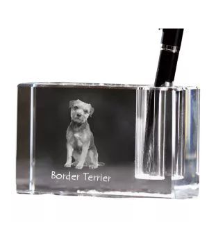 Border Terrier penholder kryształowy z psem Art-Dog