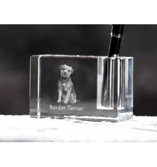 Border Terrier - Stifthalter, Kristallorganizer mit Hundefoto, einzigartige Schreibtischdekoration der Marke Art-Dog