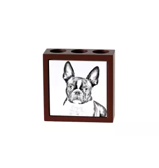 Terrier de Boston, Boston Terrier - porte-stylo avec chien, organiseur de bureau avec impression, décoration de bureau personnalisée de la marque Art-Dog