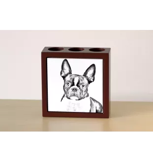 Boston Terrier - Stifthalter mit Hund, Schreibtischorganizer mit Aufdruck, personalisierte Schreibtischdekoration der Marke Art-Dog