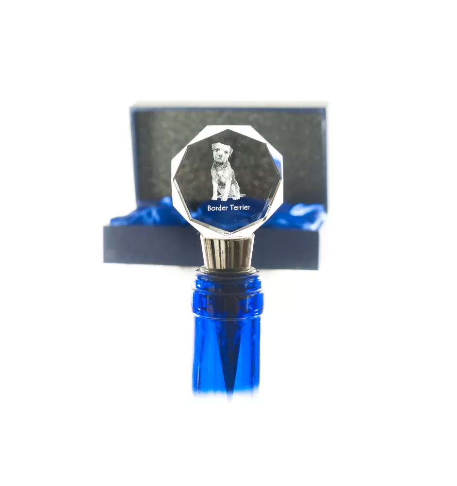 Border Terrier - Bottle stopper, crystal wine stopper with photo, personalised gift for bartender by Art-Dog brand