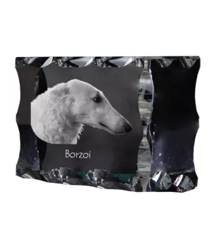 Barzoi, Levrier De Chasse Russe, Lévrier russe - cristal avec photo de chien, statuette en verre avec photo, cadre exceptionnel avec photo de la marque Art-Dog