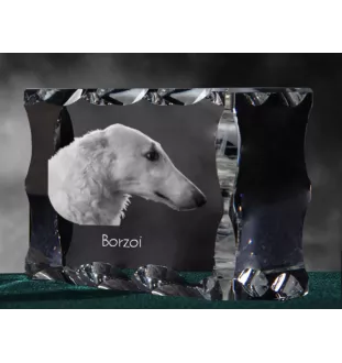 Barzoi, Levrier De Chasse Russe, Lévrier russe - cristal avec photo de chien, statuette en verre avec photo, cadre exceptionnel avec photo de la marque Art-Dog