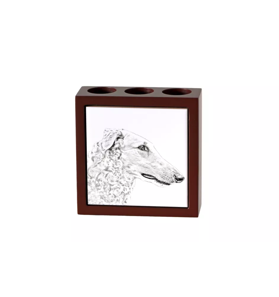 Borzoi, Russian Hunting Sighthound, Russian Wolfhound - pen holder with a dog, desk organizer with a print, personalized desk decoration from the Art-Dog brand.