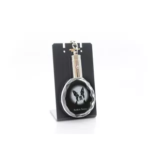 Terrier de Boston, Boston Terrier - pendentif avec une photo de chien, porte-clés en cristal dans une boîte cadeau, un cadeau unique par Art-Dog