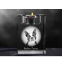 Terrier de Boston, Boston Terrier - Bougeoir avec photo de chien, porte bougie en cristal, cadeau personnalisé par la marque Art-Dog