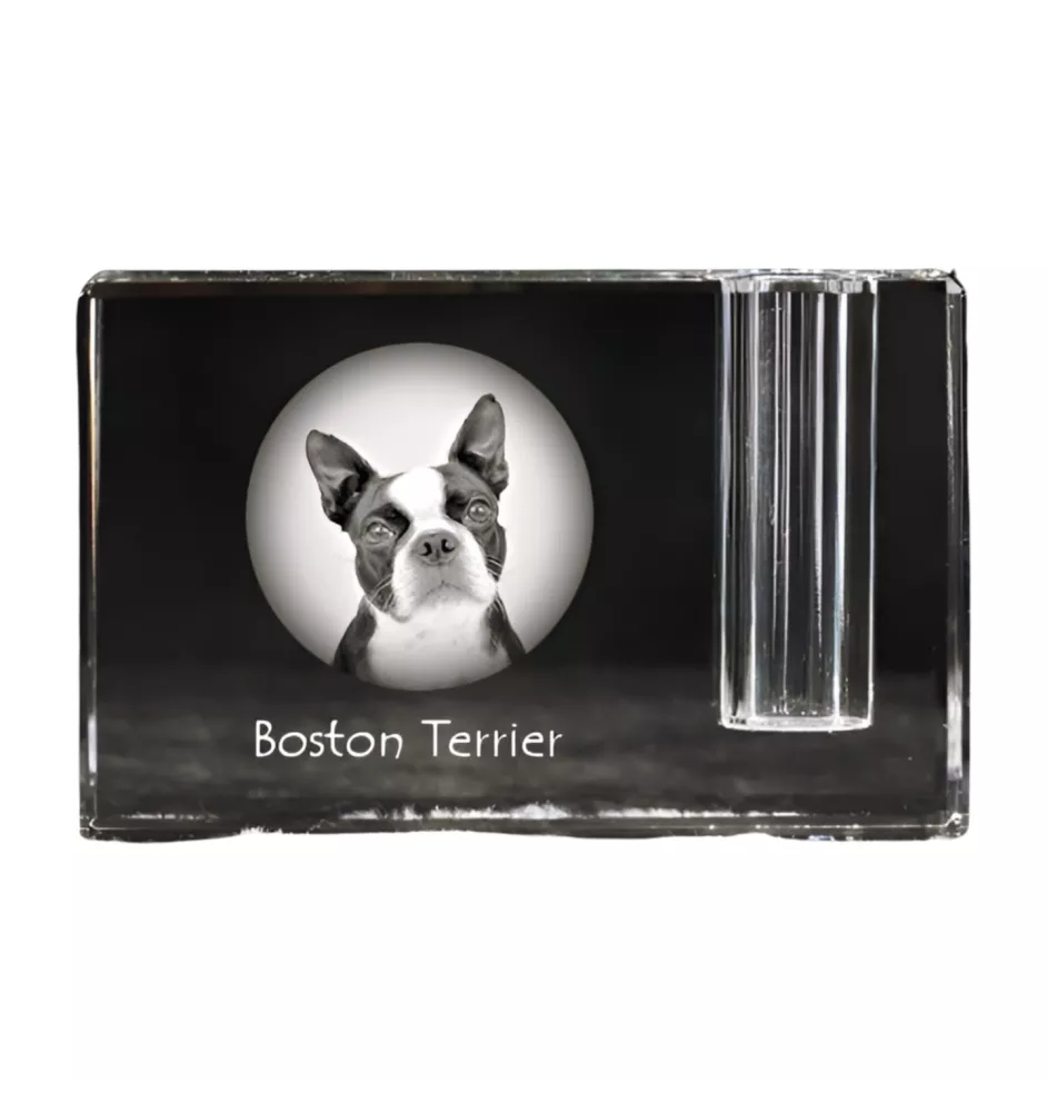 Boston Terrier penholder kryształowy z psem Art-Dog