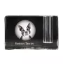 Boston Terrier, American Gentleman - Pen stand, crystal organiser with dog photo, unique desk decoration by Art-Dog brand