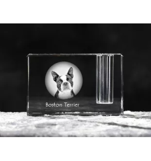 Terrier de Boston, Boston Terrier - Porte-stylos, organiseur en cristal avec photo de chien, décoration de bureau unique par la marque Art-Dog