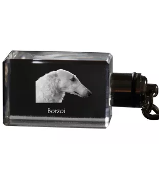 Barzoi, Levrier De Chasse Russe, Lévrier russe - Porte-clés en cristal avec photo de chien, porte-clés lumineux, cadeau unique de la marque Art-Dog