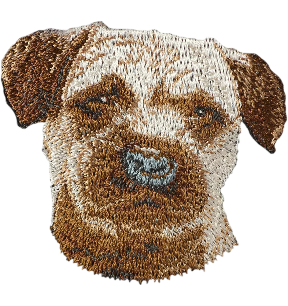 Border Terrier - Hund geformtes Aufnäher, besticktes Patch, einzigartiges Dekor für den Rucksack der Marke Art-Dog