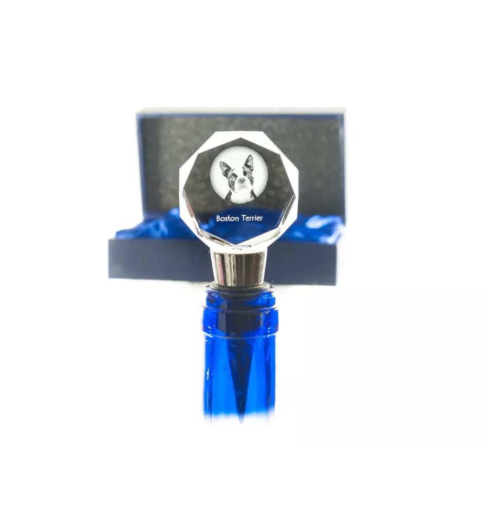 Boston Terrier, American Gentleman - Bottle stopper, crystal wine stopper with photo, personalised gift for bartender by Art-Dog brand