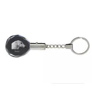 Barzoi, Levrier De Chasse Russe, Lévrier russe - pendentif avec une photo de chien, porte-clés en cristal dans une boîte cadeau, un cadeau unique par Art-Dog