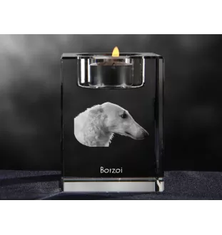 Barsoi, Russischer Jagdwindhund, Barzaia - Kerzenhalter mit Hundefoto, Teelichthalter aus Kristall, personalisiertes Geschenk der Marke Art-Dog