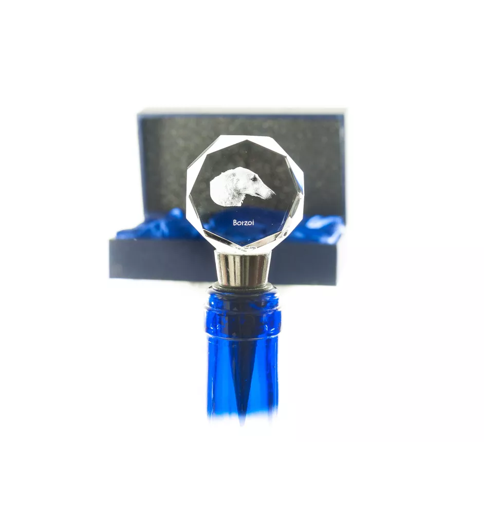 Borzoi, Russian Hunting Sighthound, Russian Wolfhound - Bottle stopper, crystal wine stopper with photo, personalised gift for bartender by Art-Dog brand