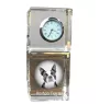 Boston Terrier, American Gentleman - crystal clock with a photo, a photo of a dog in crystal, personalized desk clock by Art-Dog brand