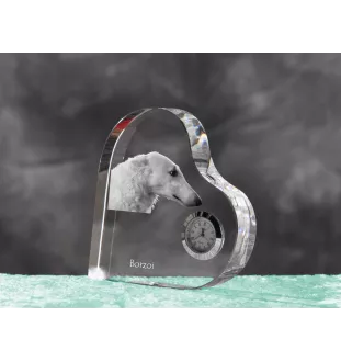 Chart rosyjski borzoj zegar w kształcie serca z psem Art-Dog