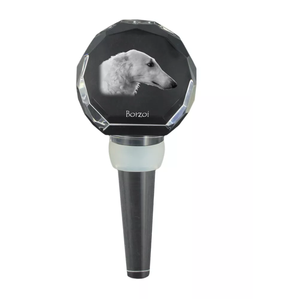 Barzoi, Levrier De Chasse Russe, Lévrier russe - Bouchon de bouteille en cristal, bouchon de vin unique avec photo, cadeau personnalisé pour sommelier par la marque Art-Dog