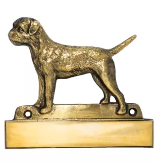 Border Terrier - Haustürschild mit Hund, Messingschild mit Namen, personalisiertes Türschild mit Markennamen Art-Dog