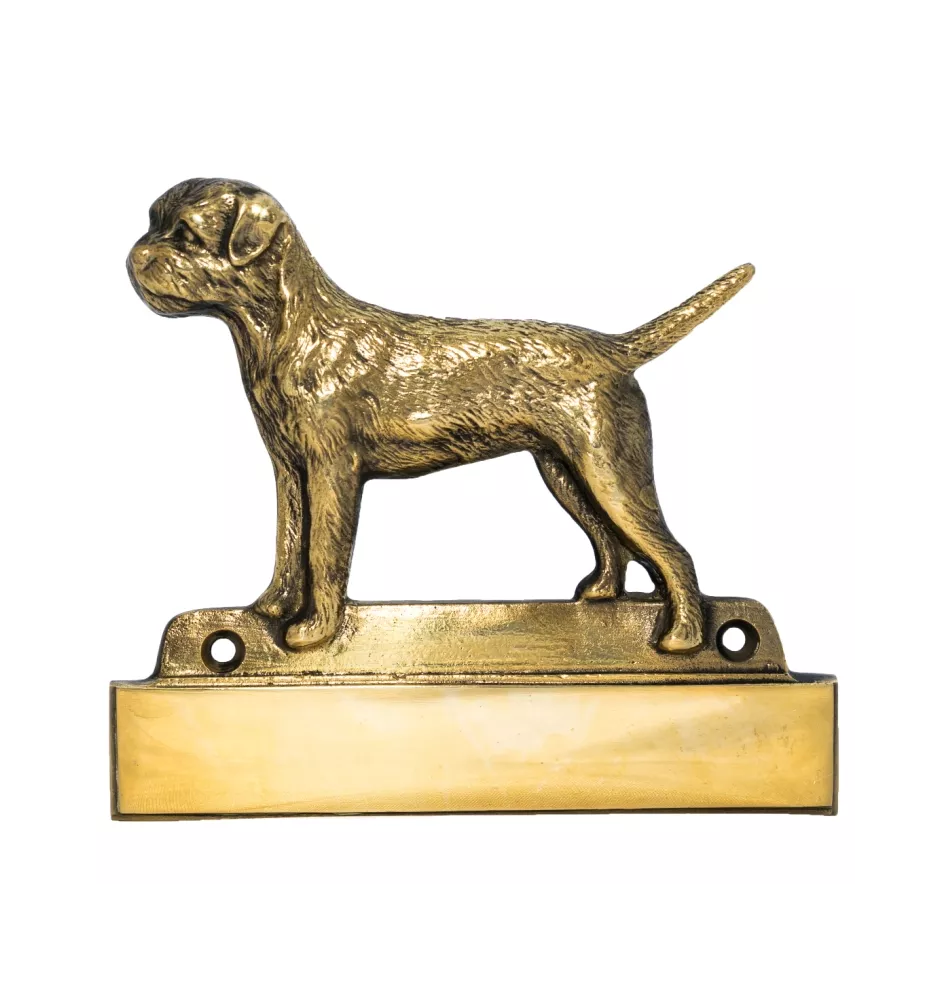Border Terrier - Haustürschild mit Hund, Messingschild mit Namen, personalisiertes Türschild mit Markennamen Art-Dog