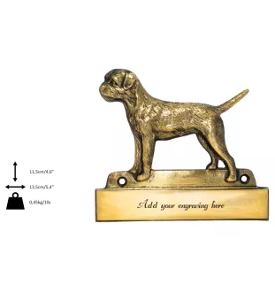 Border Terrier - Haustürschild mit Hund, Messingschild mit Namen, personalisiertes Türschild mit Markennamen Art-Dog
