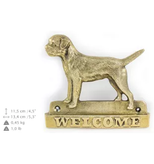 Border Terrier - Türschild mit Hund, messingfarbenes Willkommensschild, einzigartiges Schild mit der Aufschrift Welcome von der Marke Art-Dog