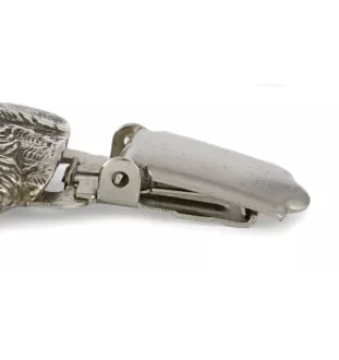 Border Terrier - Brosche mit Clip, Startnummernhalter, versilberte Anstecknadel für Hundeausstellungen der Marke Art-Dog