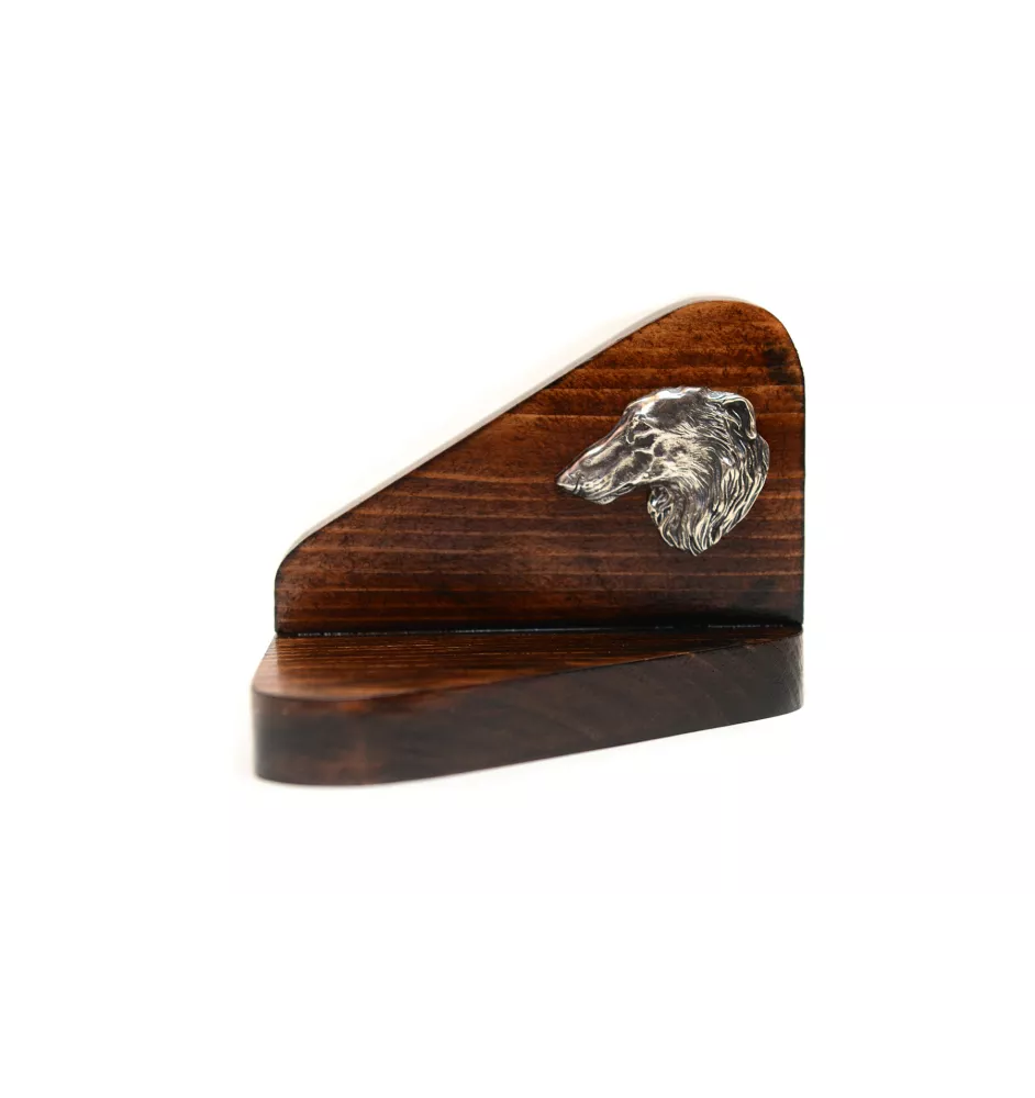 Borzoi, Russian Hunting Sighthound, Russian Wolfhound - wooden candle holder with a dog, tealight holder, a memorial place for a dog by Art-Dog brand