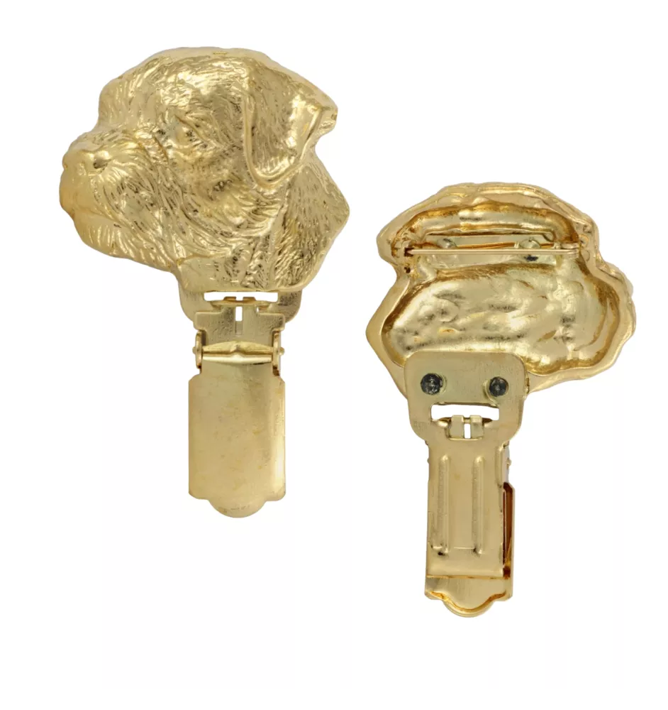 Border Terrier - Brosche mit Clip, vergoldeter Startnummernhalter, elegante Hundeaustellungsnadel der Marke Art-Dog