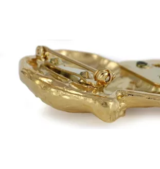 Border Terrier - brooch with a clip, gold-plated holder for a race number, elegant dog show pin from Art-Dog brand