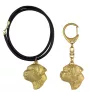 Border Terrier - porte-clés et collier avec chien dans une boîte, produit plaqué or de haute qualité, marque Art-Dog