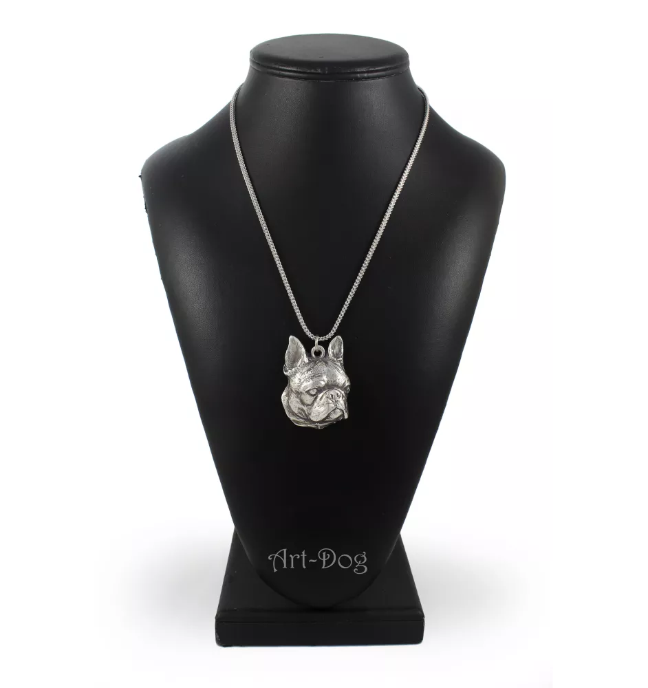 Boston Terrier, American Gentleman - necklace with a dog, dog pendant on a silver chain, unique jewelry from the Art-Dog brand