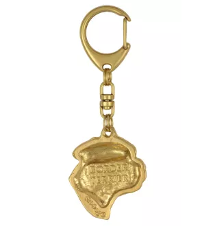 Border Terrier - porte-clés et collier avec chien dans une boîte, produit plaqué or de haute qualité, marque Art-Dog