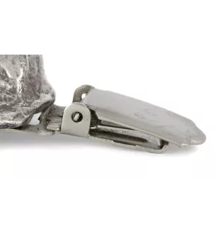 Boston Terrier, American Gentleman - brooch with a clip, holder for a start number, silver-plated dog show pin from the Art-Dog brand