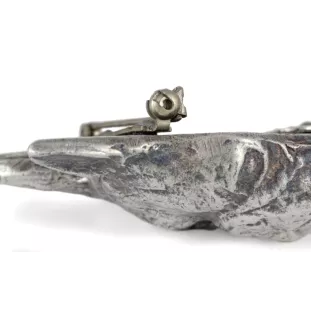 Boston Terrier - Brosche mit Clip, Startnummernhalter, versilberte Anstecknadel für Hundeausstellungen der Marke Art-Dog