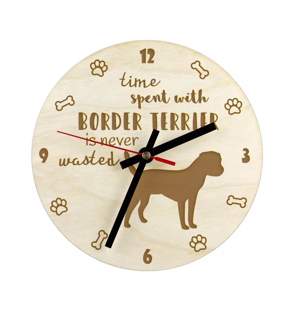 Border Terrier - clock with a dog, wooden clock, wall clock for dog lovers, clock for desk and shelf, Art-Dog