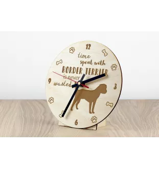 Border Terrier - clock with a dog, wooden clock, wall clock for dog lovers, clock for desk and shelf, Art-Dog