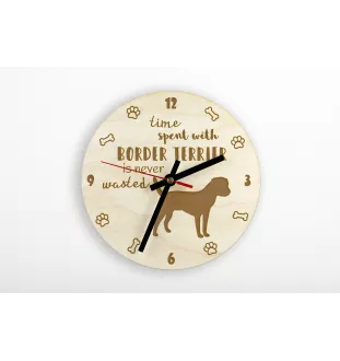 Border Terrier - clock with a dog, wooden clock, wall clock for dog lovers, clock for desk and shelf, Art-Dog
