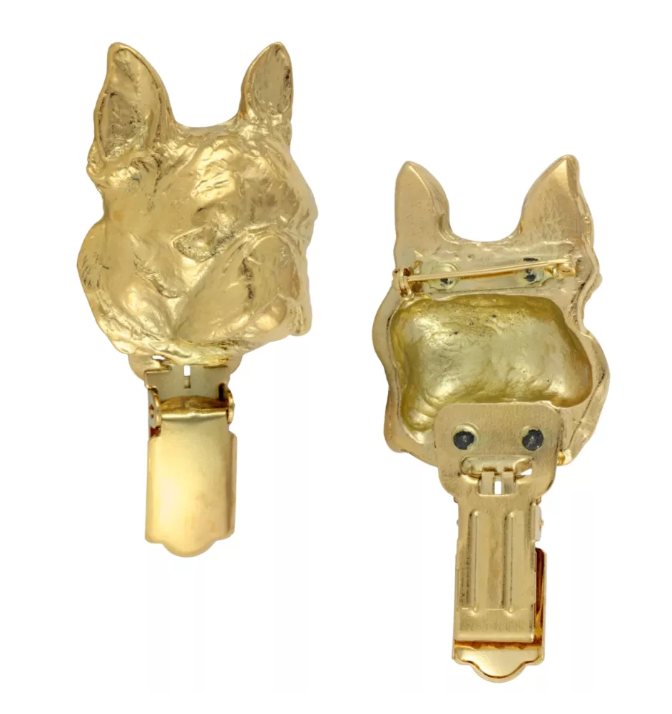 Terrier de Boston, Boston Terrier - broche avec pince, support doré pour numéro de départ, cadeau pour exposition de chiens de la marque Art-Dog