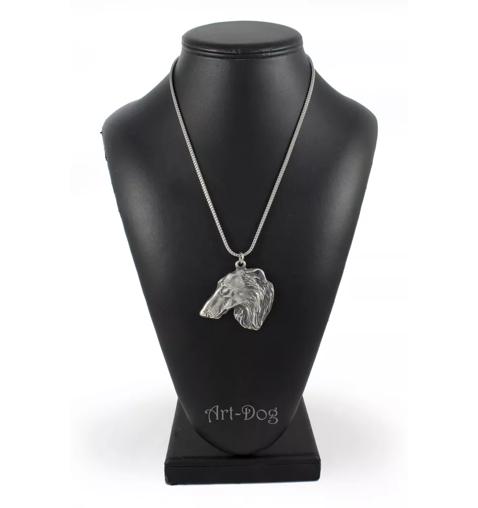 Barzoi, Levrier De Chasse Russe, Lévrier russe - un collier avec un chien, un pendentif de chien sur une chaîne en argent, un bijou unique de la marque Art-Dog