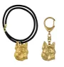 Boston Terrier, American Gentleman - keychain and necklace with a dog in a box, high-quality gold-plated product, Art-Dog brand