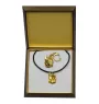Boston Terrier, American Gentleman - keychain and necklace with a dog in a box, high-quality gold-plated product, Art-Dog brand