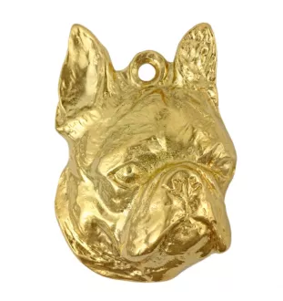 Boston Terrier, American Gentleman - keychain and necklace with a dog in a box, high-quality gold-plated product, Art-Dog brand