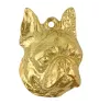 Terrier de Boston, Boston Terrier - porte-clés et collier avec chien dans une boîte, produit plaqué or de haute qualité, marque Art-Dog