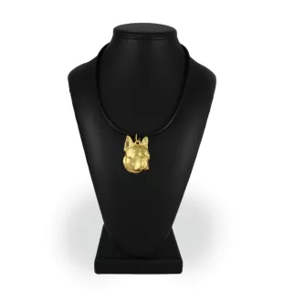 Terrier de Boston, Boston Terrier - porte-clés et collier avec chien dans une boîte, produit plaqué or de haute qualité, marque Art-Dog